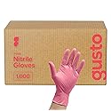 GUSTO [Case of 1000] Pink Nitrile Disposable Gloves, Small - Latex & Rubber Free, Powder-Free, Non-Sterile Gloves for Food Prep, Cleaning