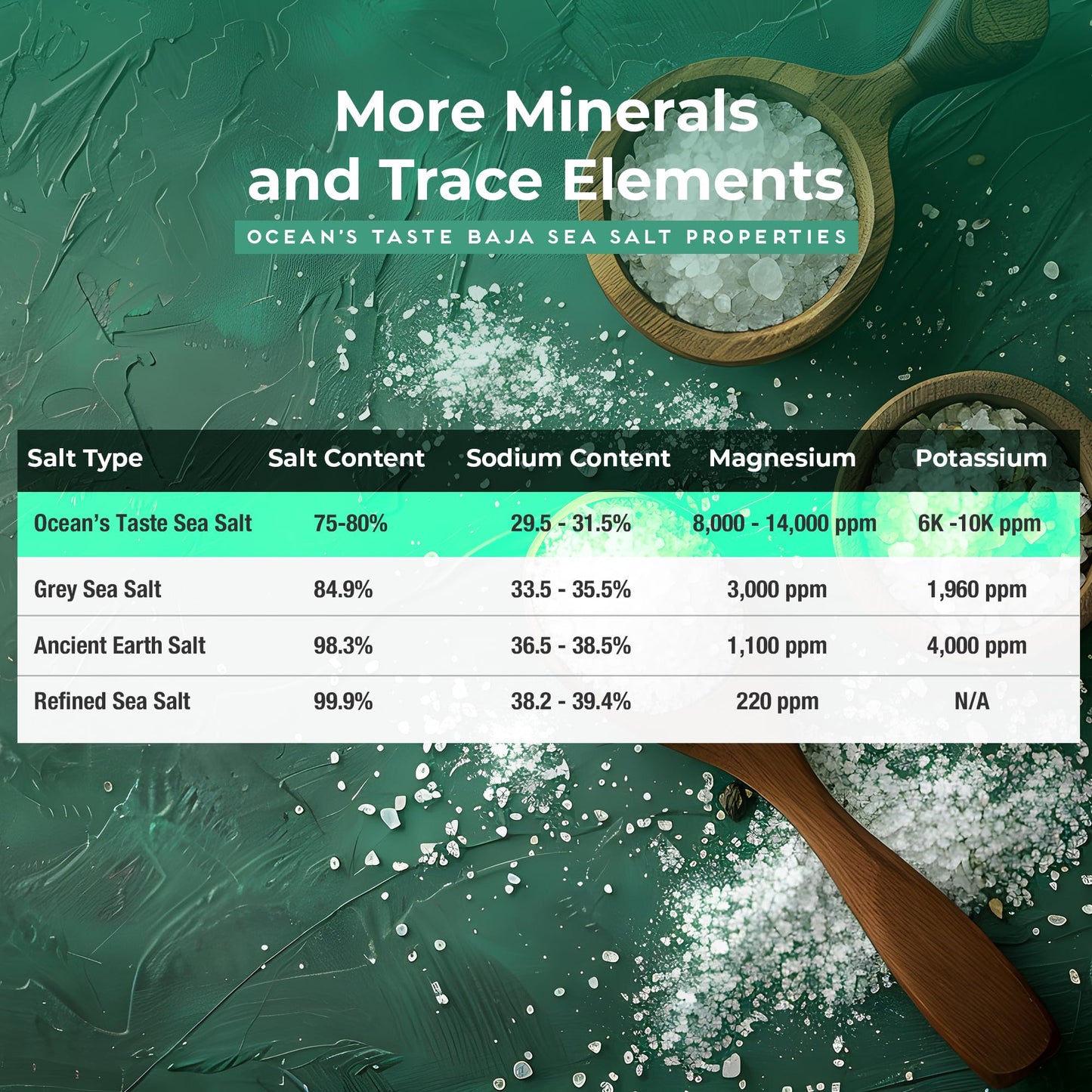 0.5LB Ocean's Taste Baja Sea Salt, Coarse Natural Grain, 4X More Minerals than Celtic Salt, 30% Less Sodium, Mineral Salt Ideal for Electrolytes