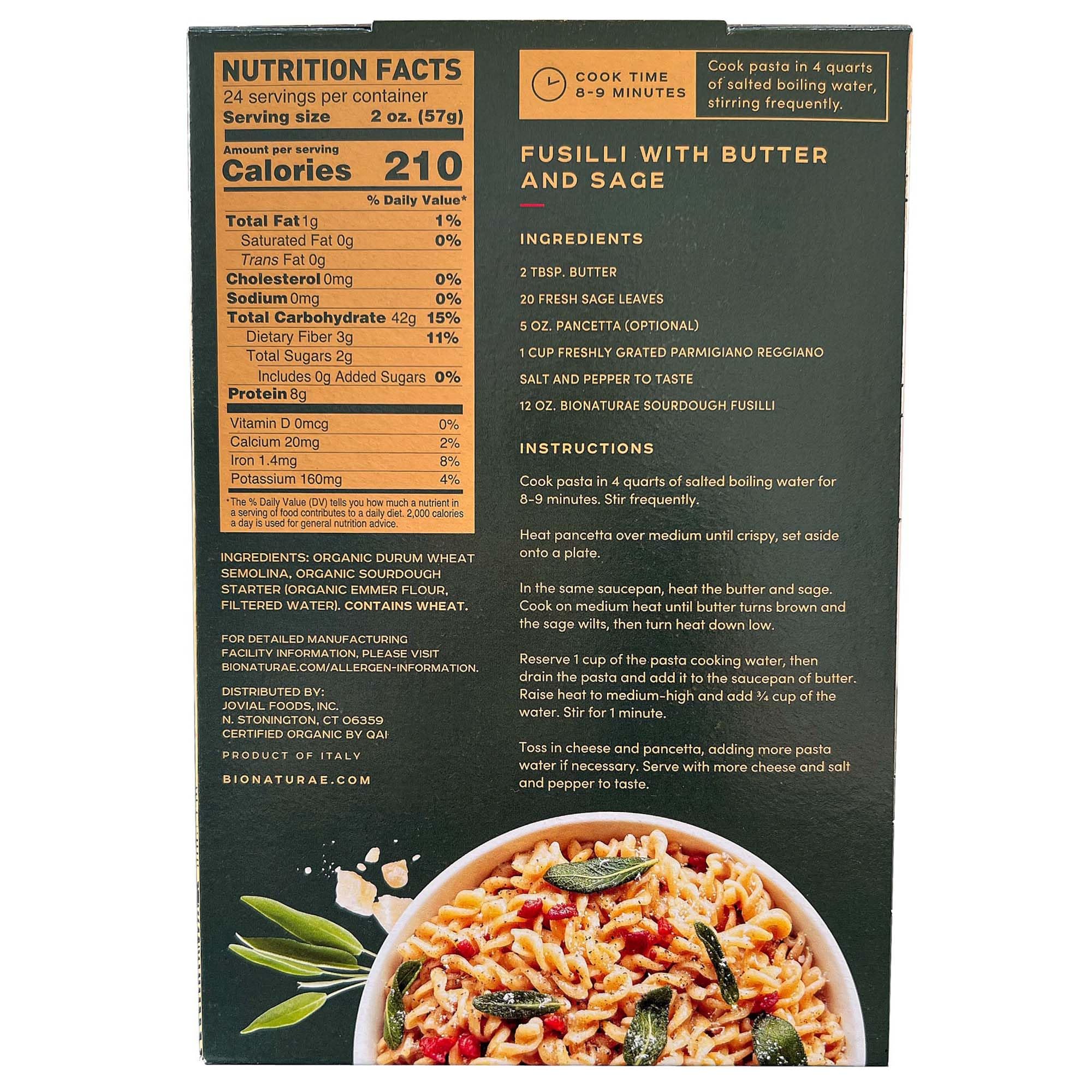 Bionaturae Organic Sourdough Penne Rigate & Fusilli Pasta Noodles - Italian Spiral Pasta, Dried Pasta Penne, Curly Corkscrew Pasta, Made with Durum