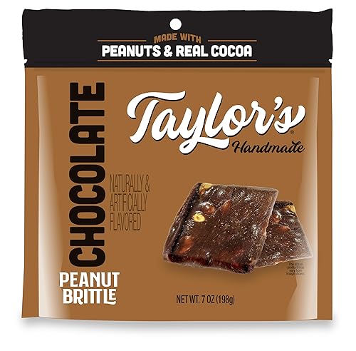 Taylor's Handmade Chocolate Peanut Brittle, Made with Peanuts and Real Cocoa, 7 oz, 3 Pack