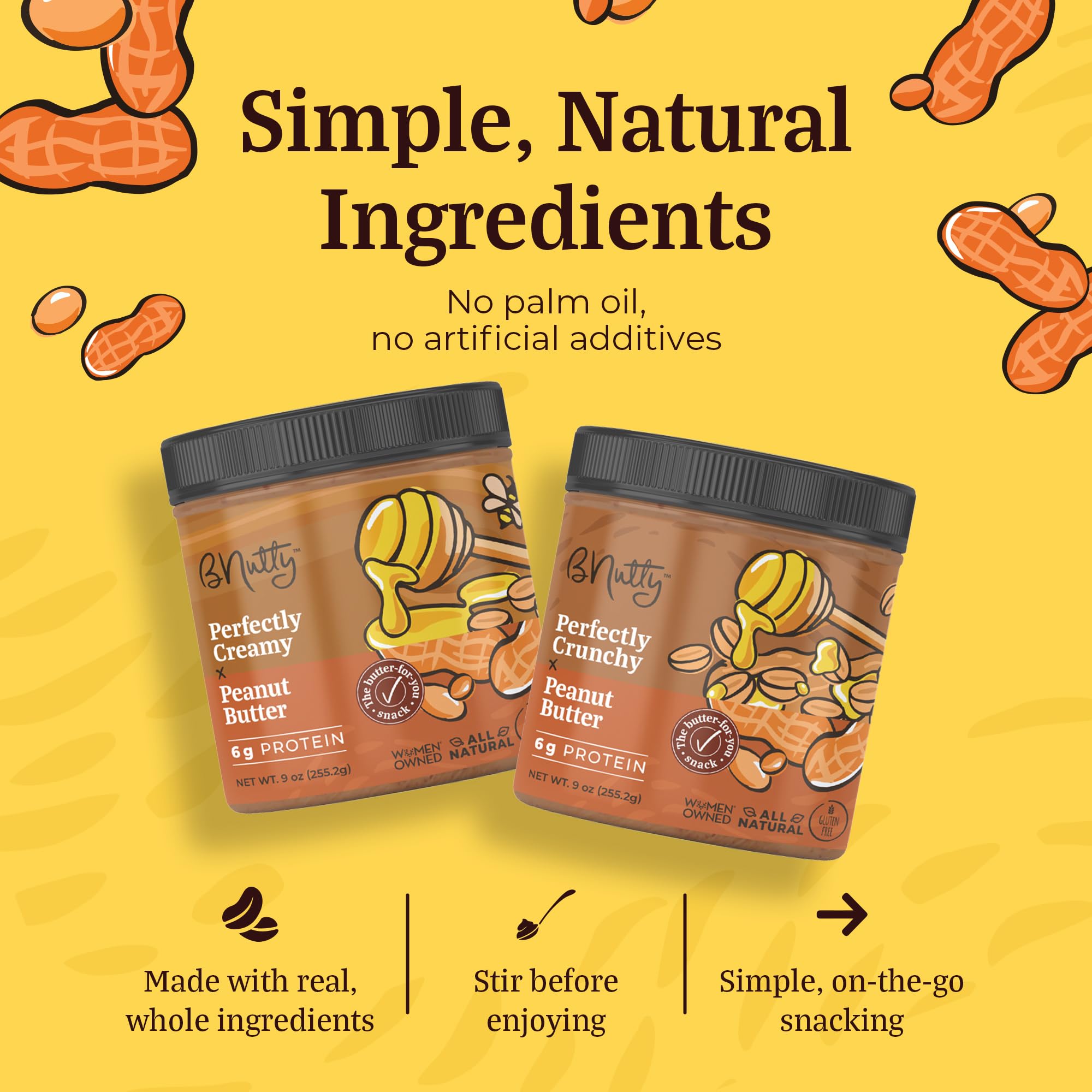 B'Nutty Sweet & Salty Peanut Butter | Simply Irresistible Salted Caramel & Pretzel Peanut Butter | Wholesome, Crunchy & Creamy, High Protein, Gluten
