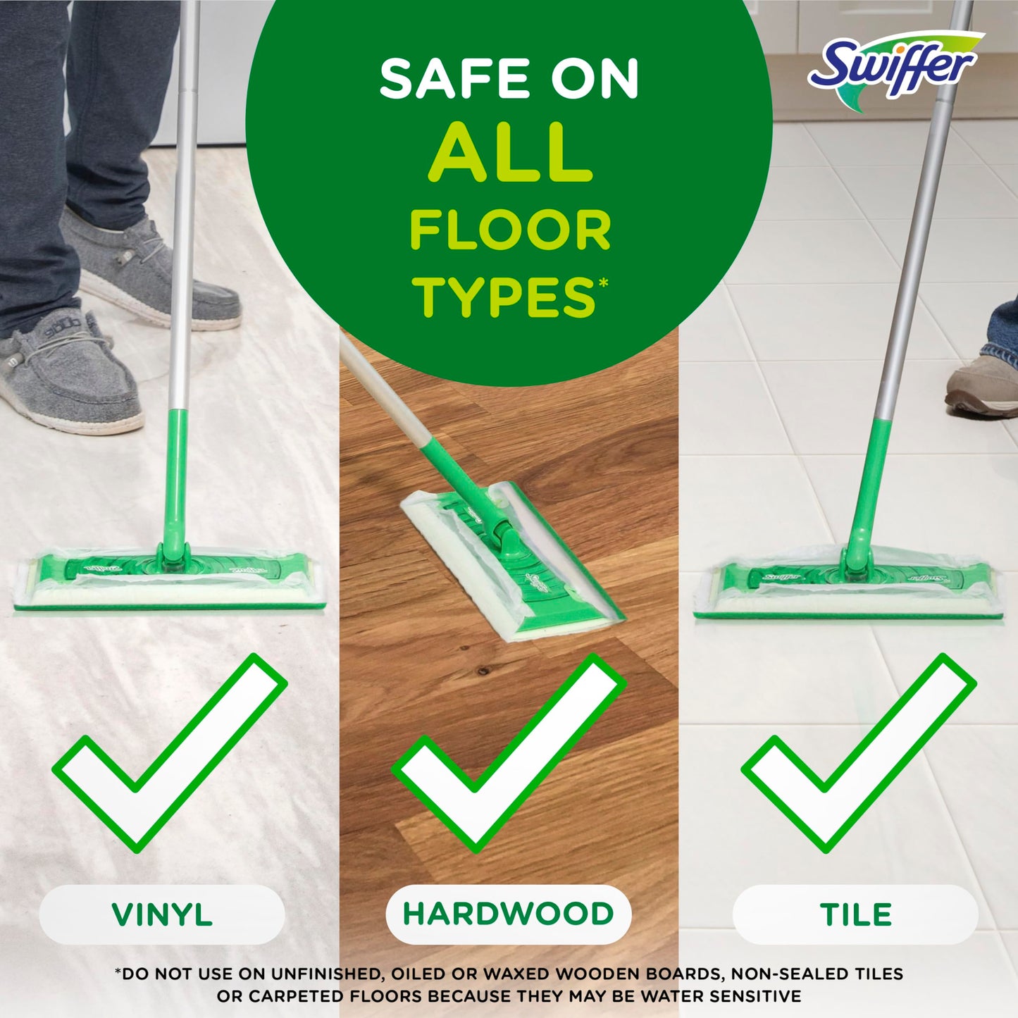 Swiffer Sweep + Mop, Wet Pads Refill, Floor Cleaner for Dirt, Dust, Hair, Cleaning Cloths for Mopping Home, Bathroom, Kitchen, All Purpose