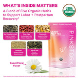 Pink Stork Labor Prep Tea, Organic Red Raspberry Leaf with Chamomile and Rosehip, Caffeine-Free, Pregnancy Must Haves, Labor and Delivery Essentials