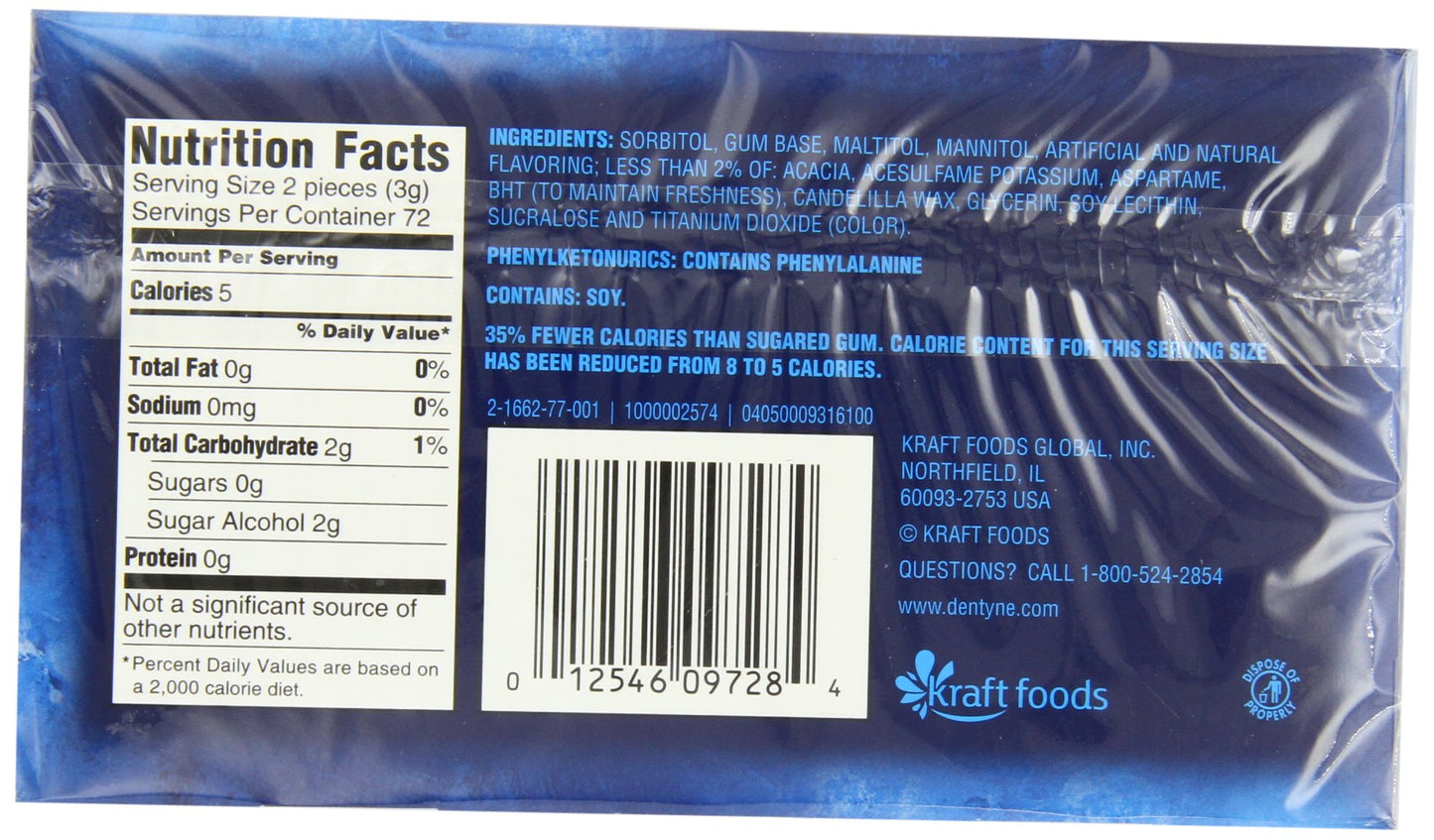 Dentyne Gum, Ice Peppermint, 16 Count (Pack of 9)