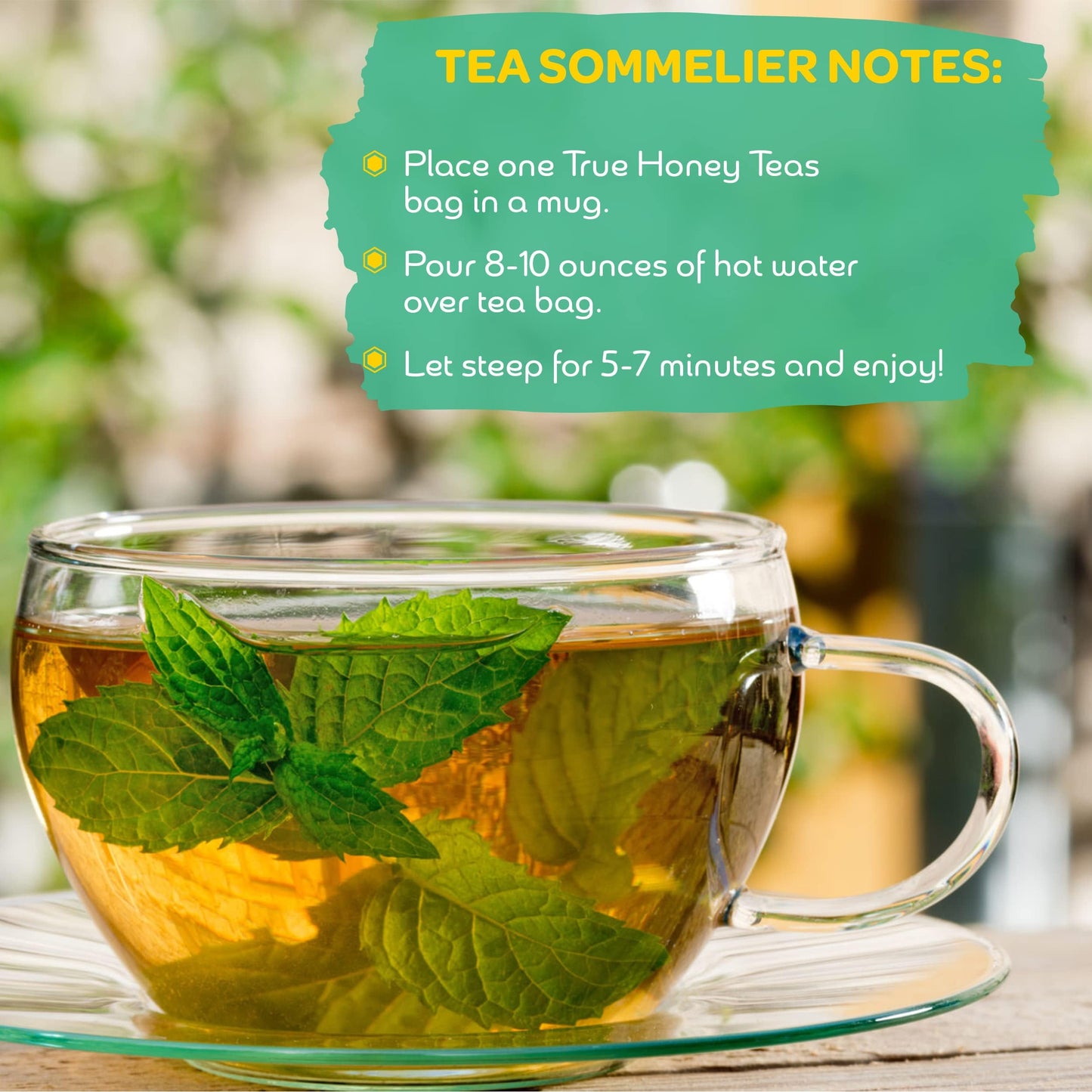 True Honey Peppermint Tea Pods - Honey Crystals Blended In Every Tea Pod - Healthy Digestion Nutriment - All Natural Organic Herbal Caffeine Free Tea