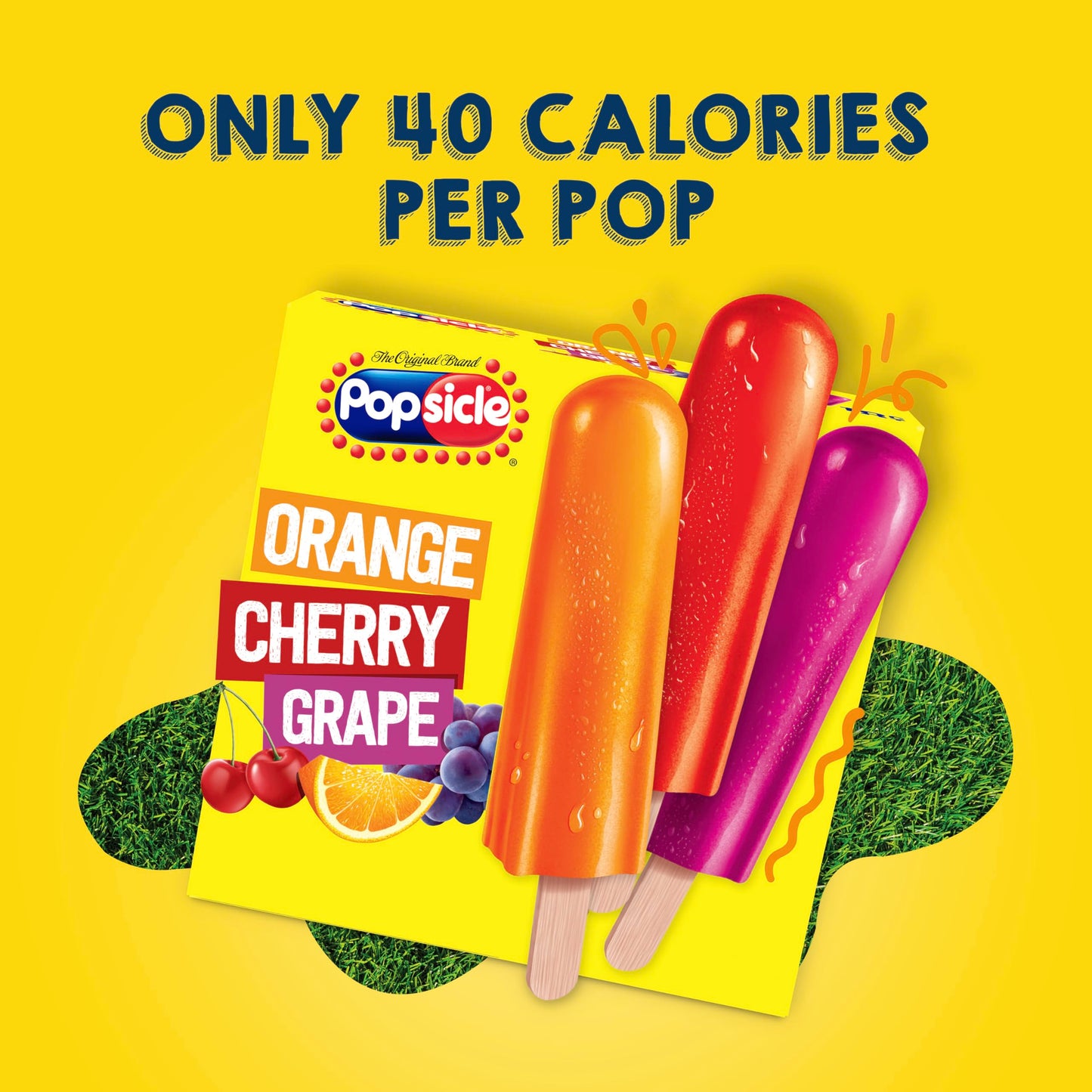 Popsicle Ice Pops Orange Cherry Grape 18 Ice Pops For a Tasty Frozen Dessert 40 Calories per ice pop