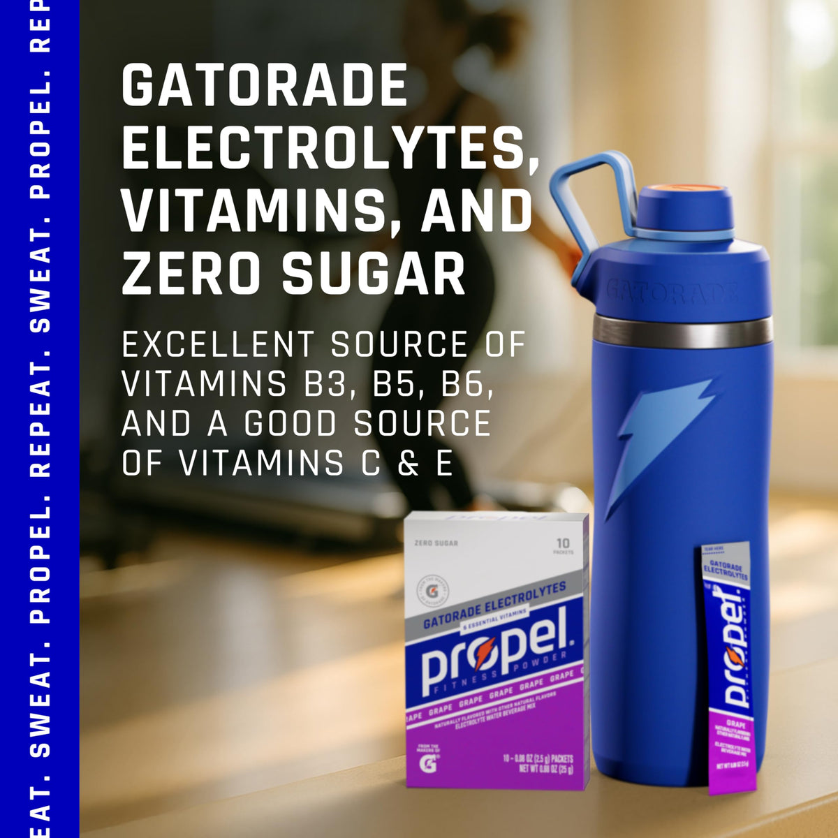 Propel Grape Water Beverage Mix with Electrolytes & Vitamins, 0.08 oz, 10 count (3 Pack)