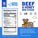 New Primal Snack Mates Beef & Honey Sticks, Healthy Snacks for Kids, Low Sugar High Protein Back to School Snacks, Gluten Free, Mini Jerky Meat Stick