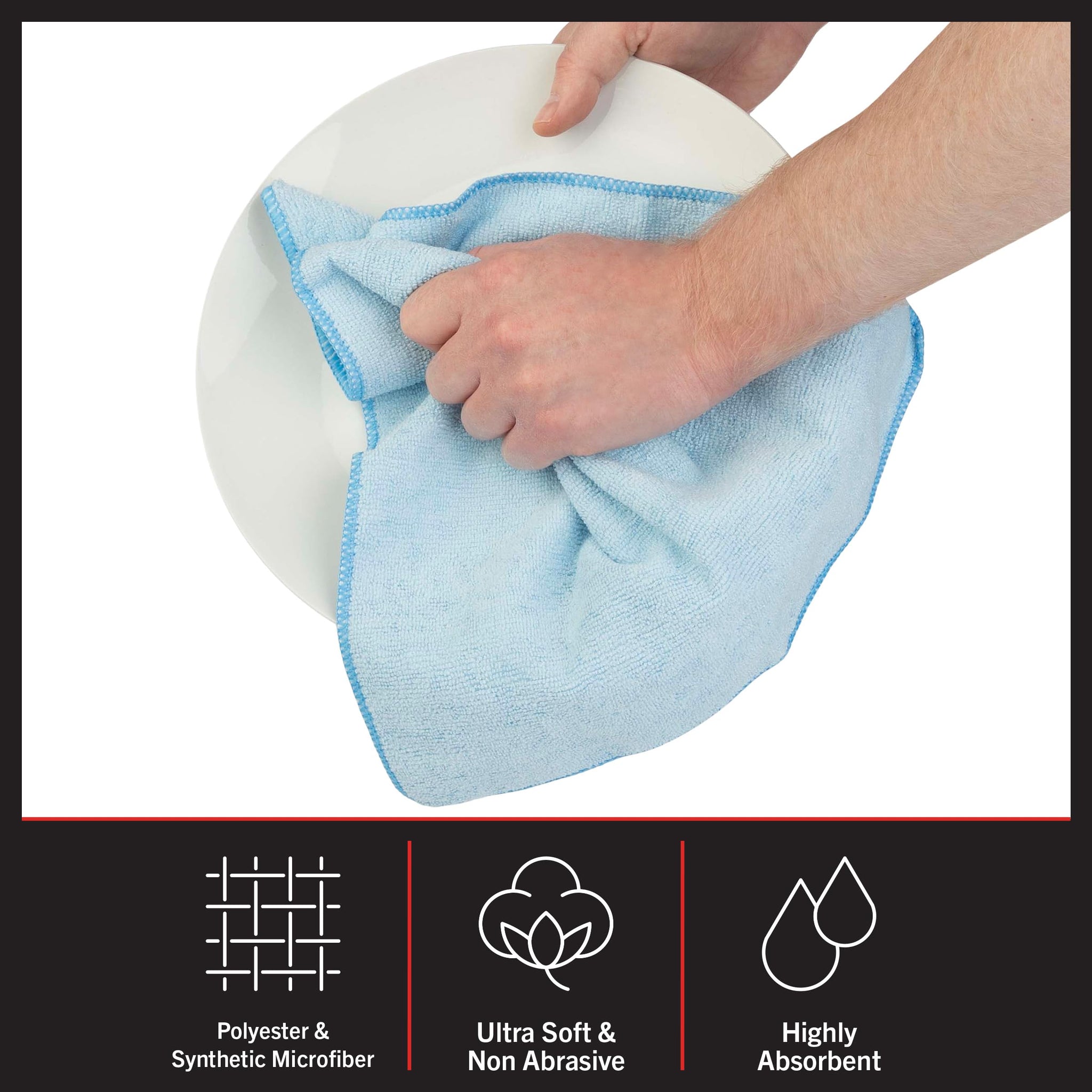 Stalwart Microfiber Cleaning Cloth Set - 24-Pack of Microfiber Towels for Cars, Home, and Kitchen - Lint-Free Absorbent 12.6-Inch Cleaning Rags
