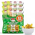 LULU Plantain Chips Variety Pack, 12 Individual Bags - 6 Lemon, 4 Lightly Salted, 2 Sweet Flavors - Crunchy Platanitos Chips, No Preservatives or
