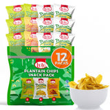 LULU Plantain Chips Variety Pack, 12 Individual Bags - 6 Lemon, 4 Lightly Salted, 2 Sweet Flavors - Crunchy Platanitos Chips, No Preservatives or