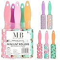 5pc Retro Mini Lint Roller Value Pack - Colorful Compact Rollers for Travel | Pet Hair & Lint Remover for Clothing & Household Use | Portable