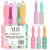 5pc Retro Mini Lint Roller Value Pack - Colorful Compact Rollers for Travel | Pet Hair & Lint Remover for Clothing & Household Use | Portable