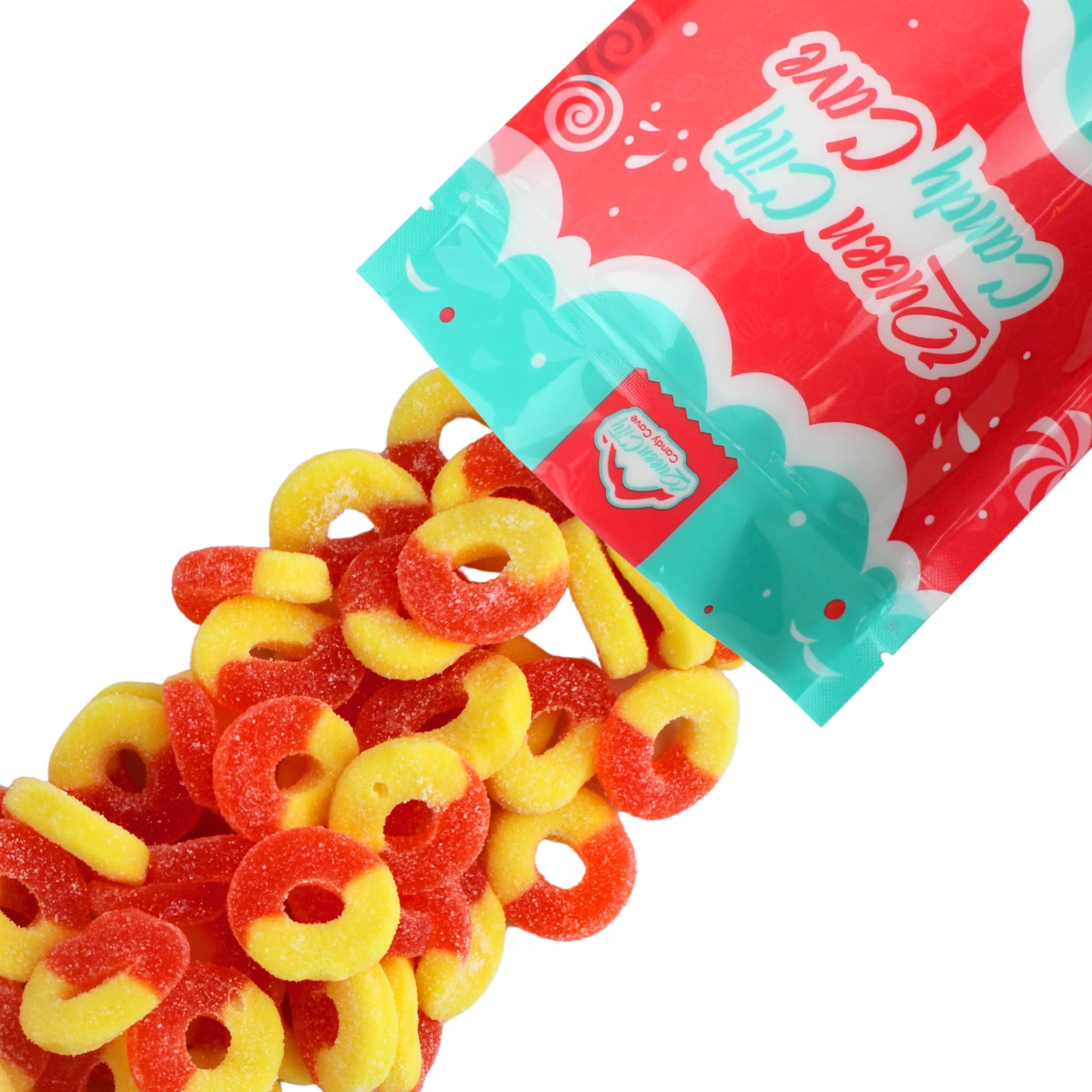Gummy Peach Rings - Fresh, Soft, and Chewy Sugar Dusted Gourmet Peach Rings Candy Bulk, by Queen City Candy Cave (1 Pound)
