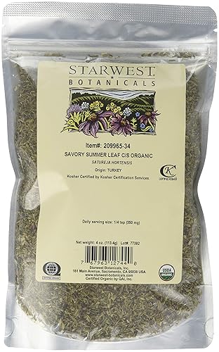 Starwest Botanicals Organic Savory Leaf Cut & Sifted, 4 Ounces