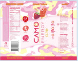CAMO Energy Glow Strawberry Shortcake, 200mg Natural Caffeine, Collameta® Collagen Peptides, InnoSlim®, Zero Sugar, 12oz Cans, 12 Pack