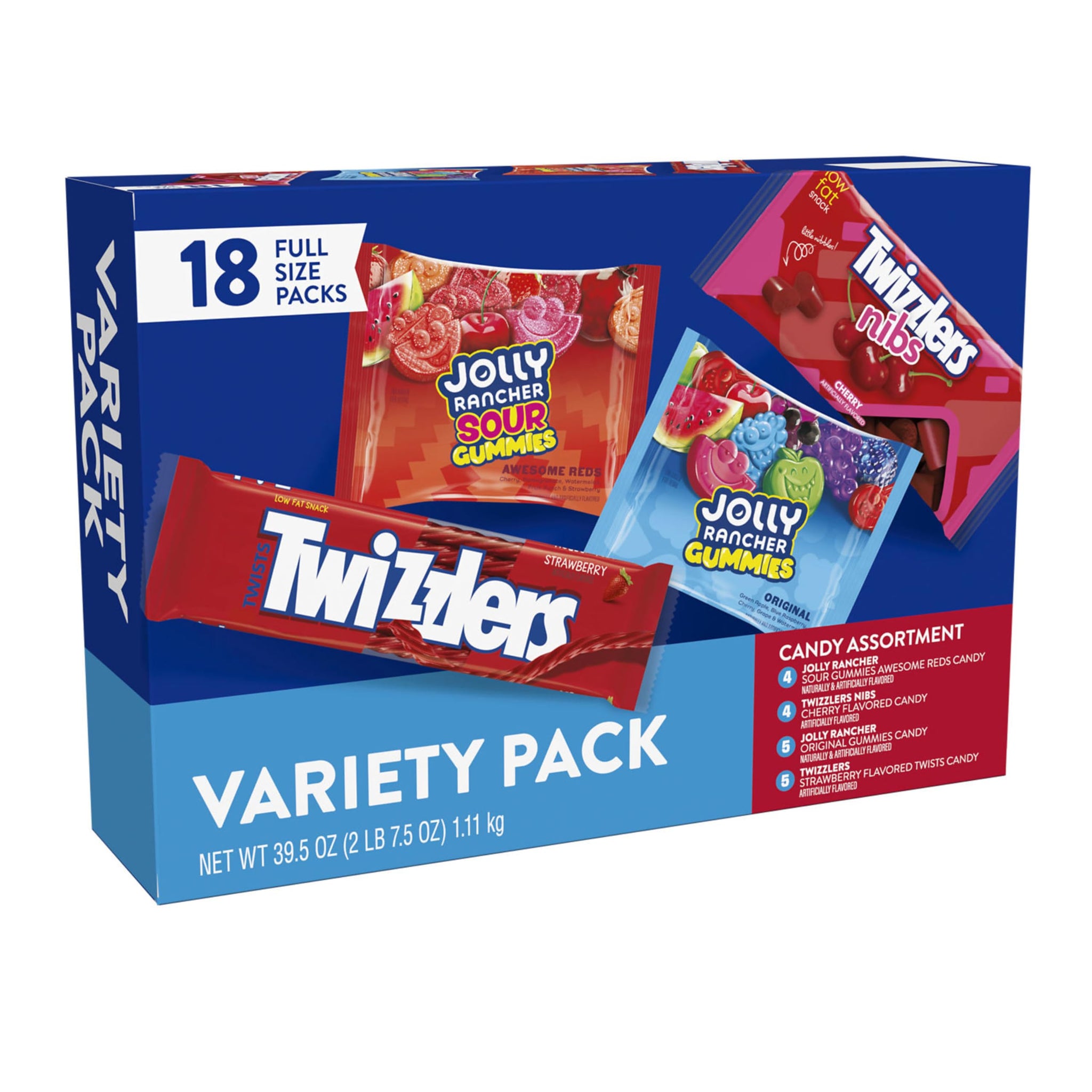 JOLLY RANCHER and TWIZZLERS Assorted Fruit Flavored Candy Bulk Box, 39.5 oz (18 Packs)