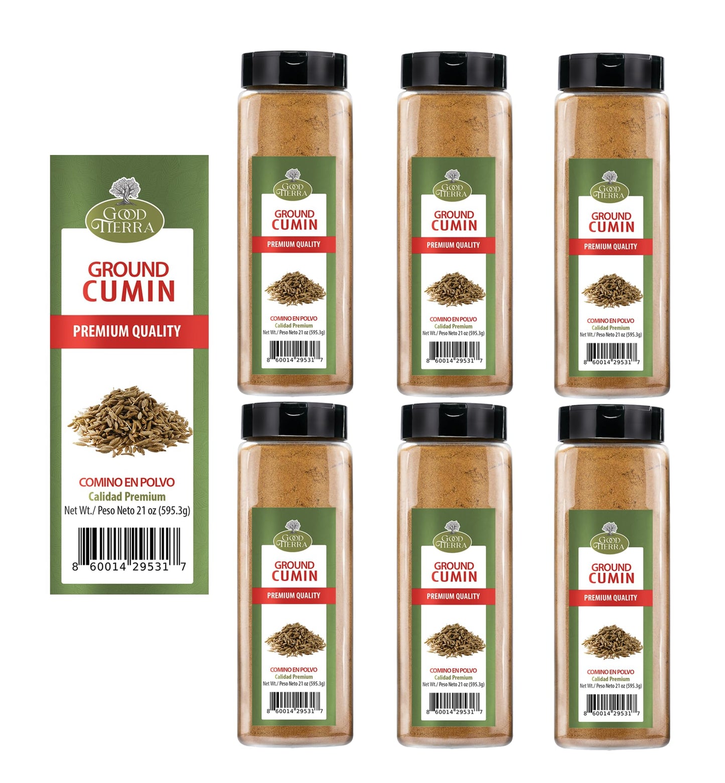 Good Tierra Ground Cumin Powder - 21 oz - Bulk Cumin for Cooking, Spice & Seasoning for Mexican & Indian Food (6 Pack)