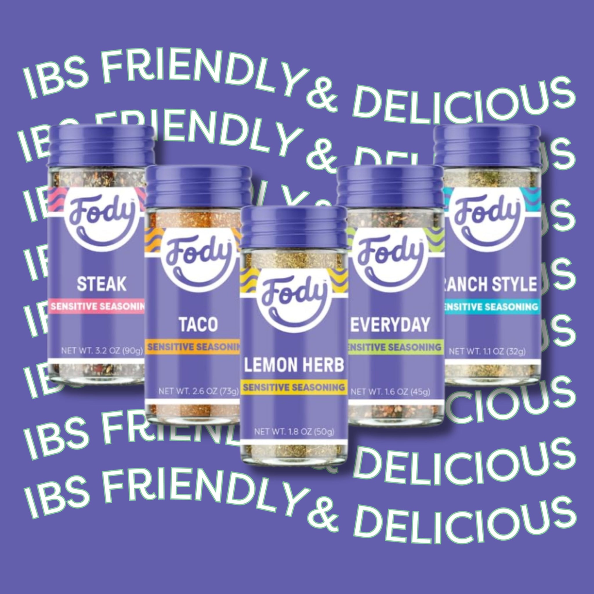 Fody Foods Variety Seasoning Pack, Pack of 5, Garlic and Onion Free, Low FODMAP Certified, Gut & IBS Friendly, Vegan, Non-GMO, Gluten Free, Keto