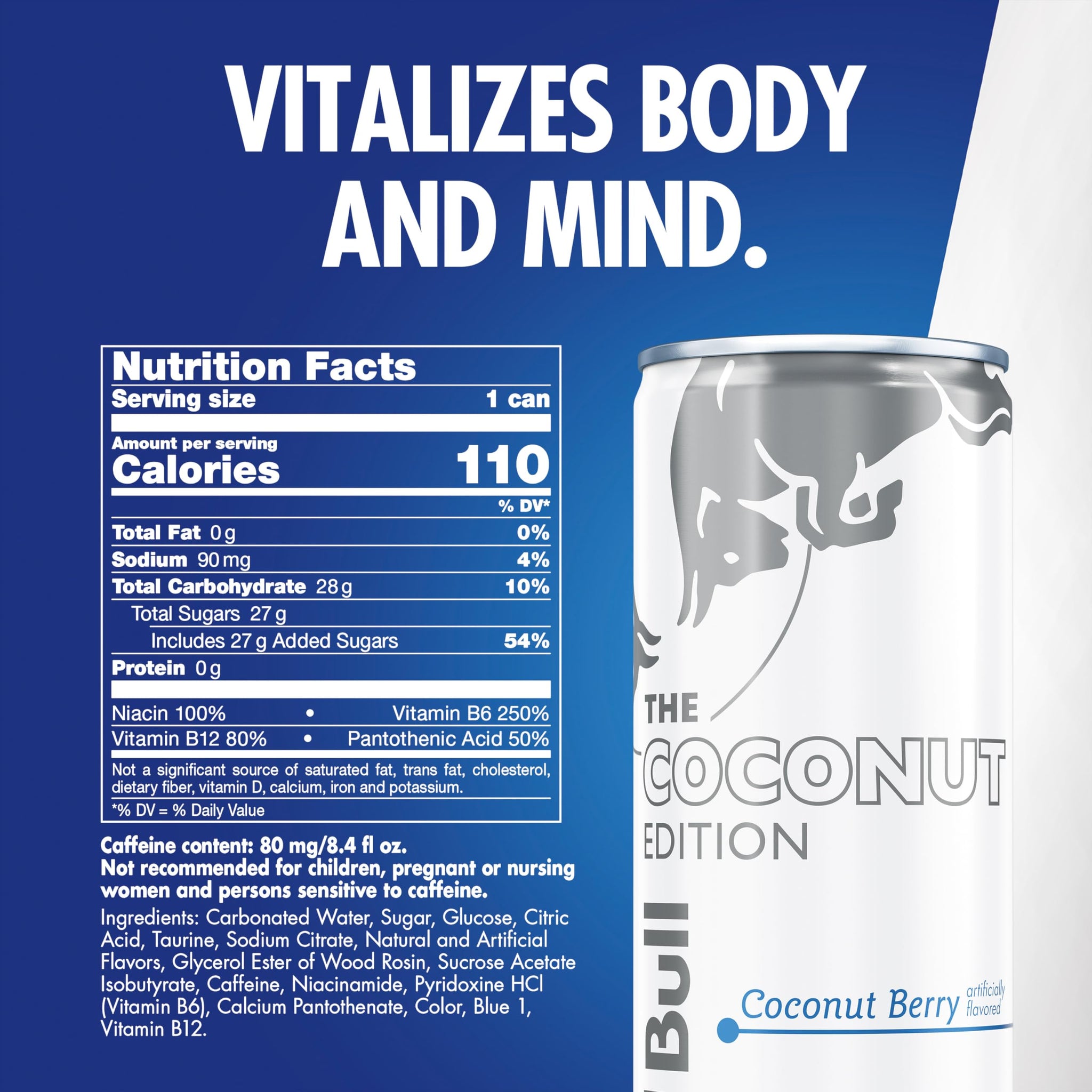 Red Bull Energy Drink, The Coconut Edition, 8.4 Fl oz, 4 Pack, 33.6 Fl oz
