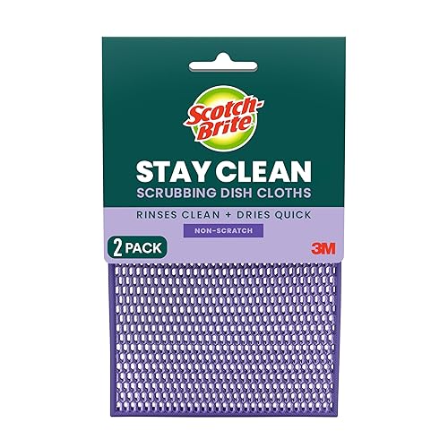 Scotch-Brite Stay Clean Scrubbing Dish Cloths, Rinses Clean and Dries Quick, 2 Non-Scratch Dish Cloths