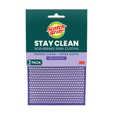 Scotch-Brite Stay Clean Scrubbing Dish Cloths, Rinses Clean and Dries Quick, 2 Non-Scratch Dish Cloths