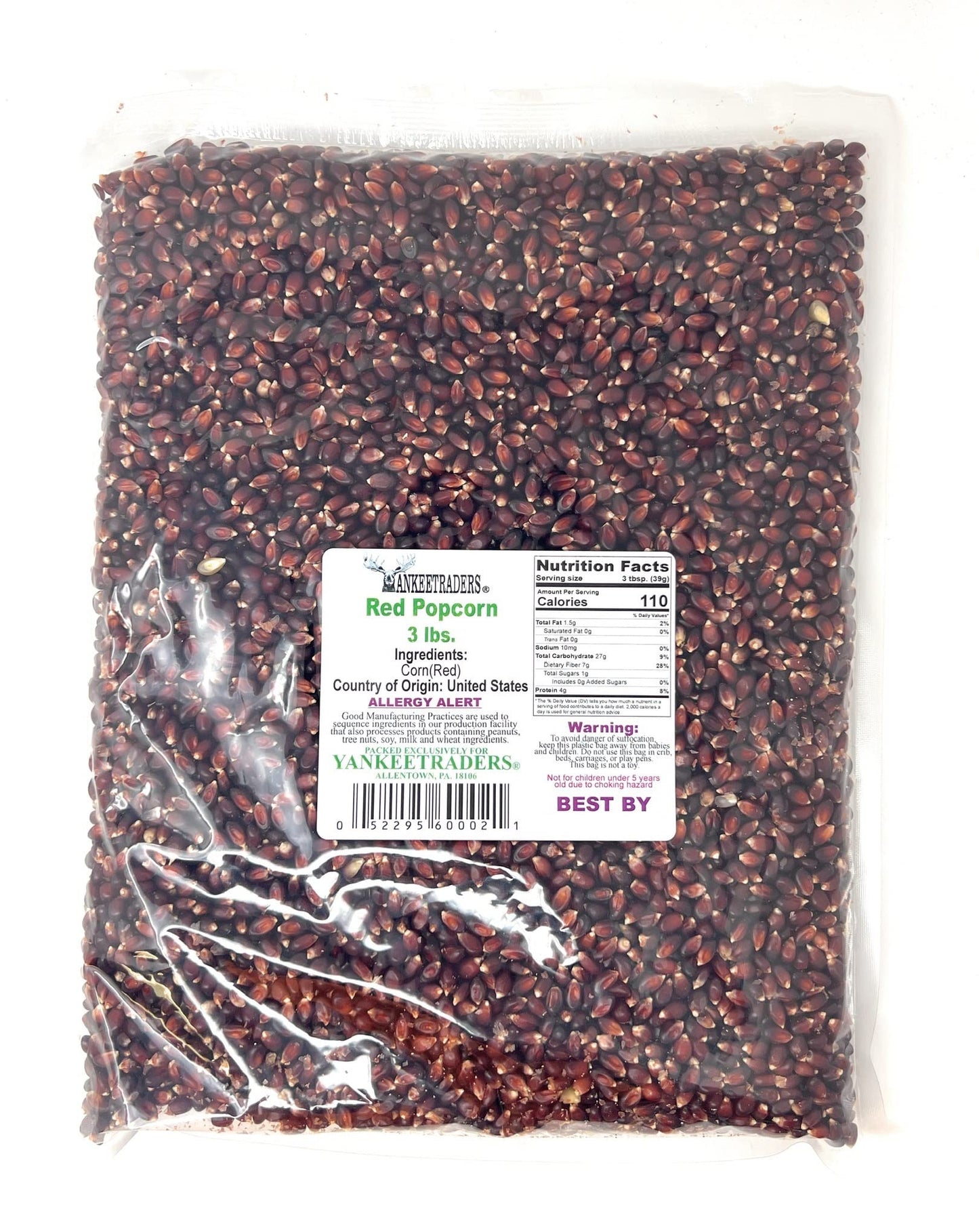 Yankee Traders Popcorn, Red, 3 Pound (Pack of 6)