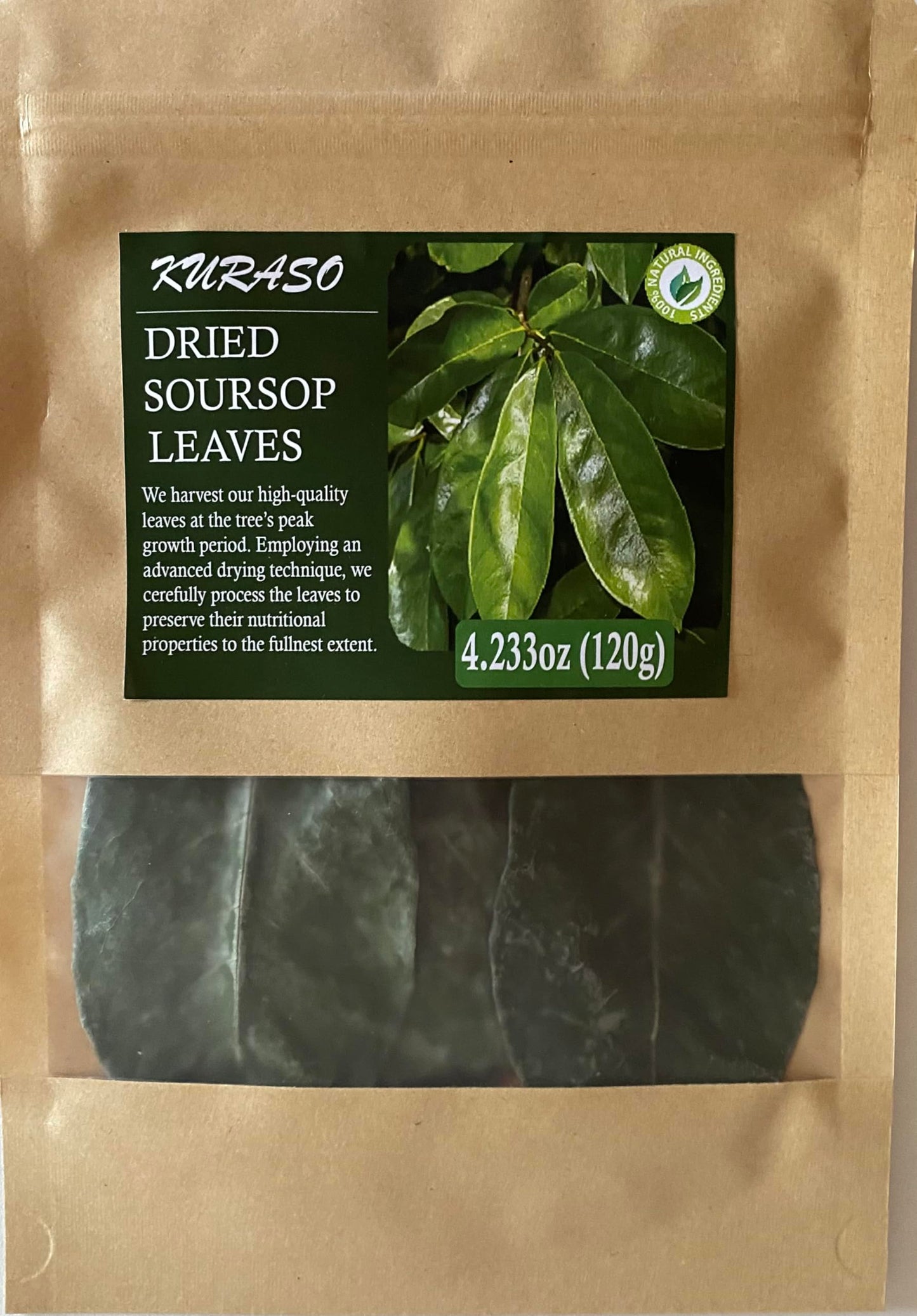 Premium Soursop Graviola Guanabana Dried Leaves for Tea, 120 gr 350-400 Soursop Leaves.