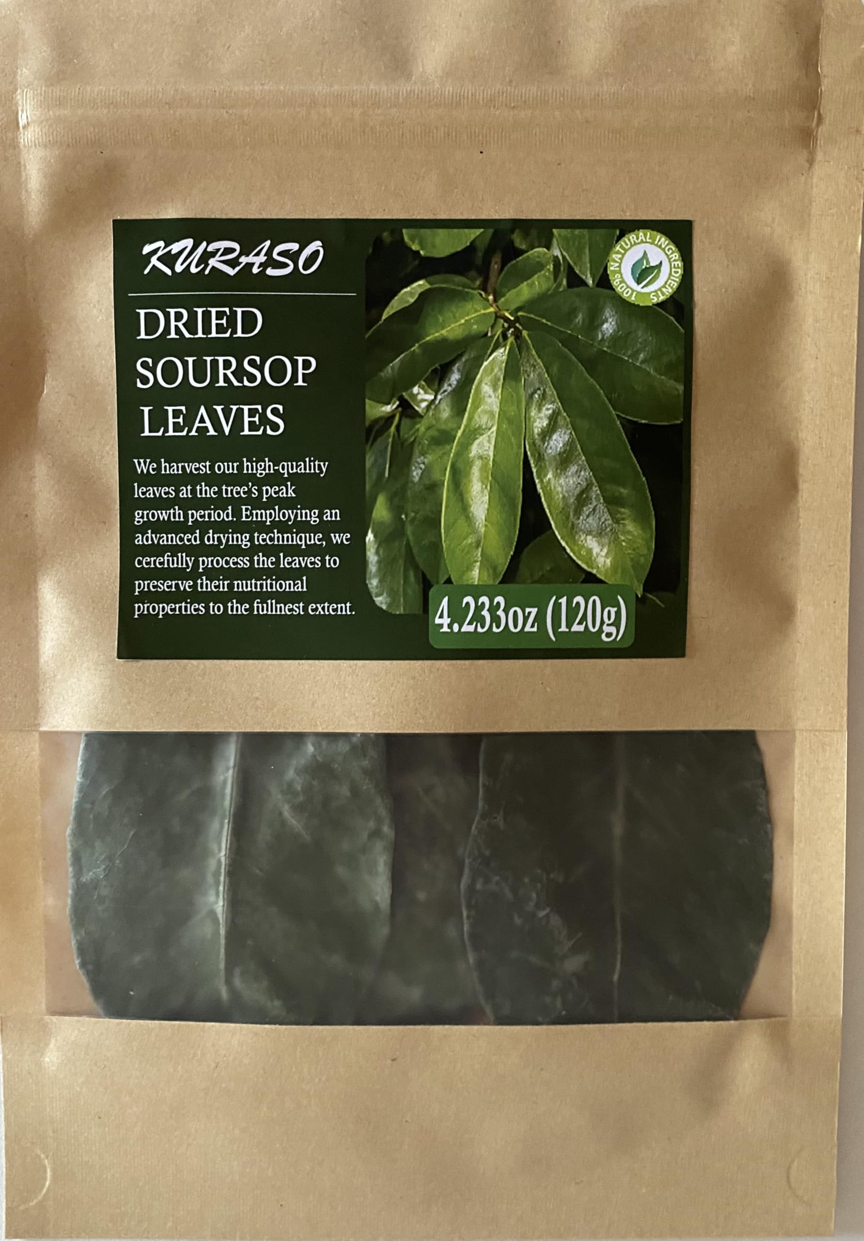 Premium Soursop Graviola Guanabana Dried Leaves for Tea, 120 gr 350-400 Soursop Leaves.