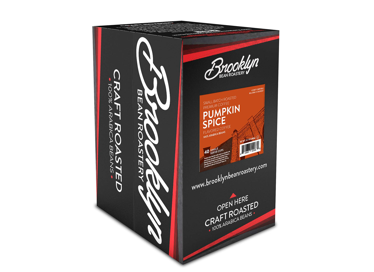 Brooklyn Beans Roastery Coffee Pods, Fall Flavored Pumpkin Spice - Compatible with Keurig K Cup Brewers Including 2.0 Machines, 40 Count