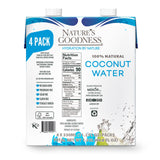 Nature's Goodness Coconut Water No Sugar Added - Unsweetened, Fat Free, Plant-Based Electrolyte Drink - 4 Pack 44.8 Fl Oz Total (4 x 330 ml)