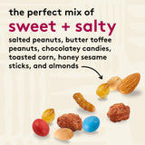 Snak Club Sweet and Salty Trail Mix with Peanuts, Butter Toffee Peanuts, Chocolatey Candies, Toasted Corn, Honey Sesame Sticks, and Almonds, Kosher