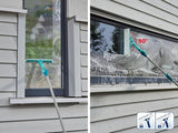 Leifheit 3 in 1 Telescopic Window Cleaner, Window Squeegee with Telescopic Handle 110-200 cm, Extendable Squeegee with Integrated Microfibre Cover