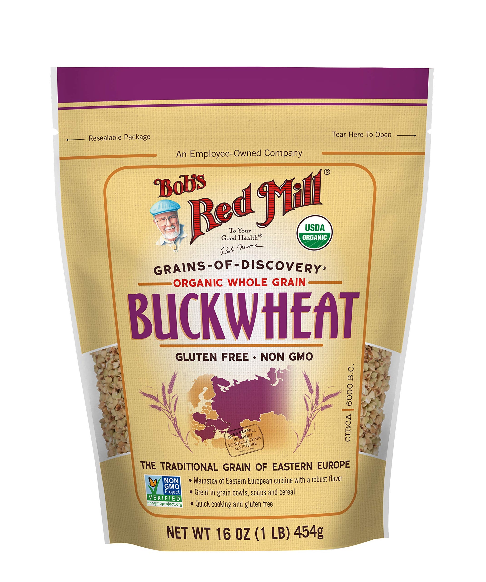 Bob's Red Mill Organic Gluten Free Buckwheat Groats, 16 Ounce (Pack of 4)