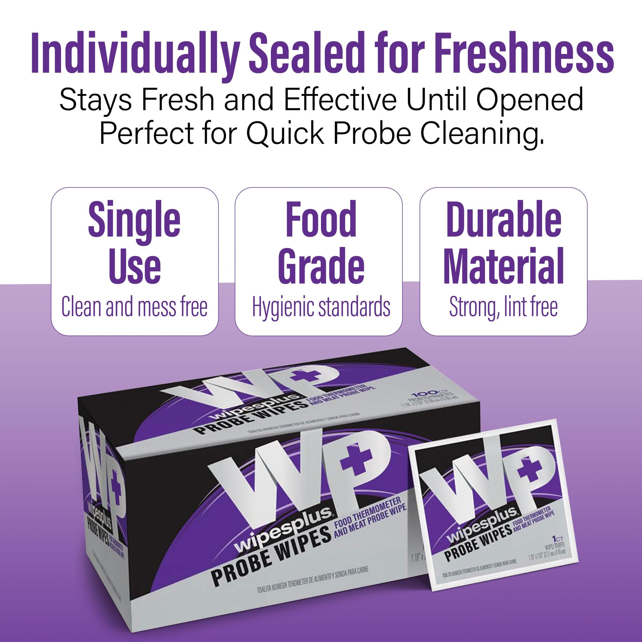 Thermometer Sanitizing Wipes - Probe Wipe Sachet - 100 Wipes