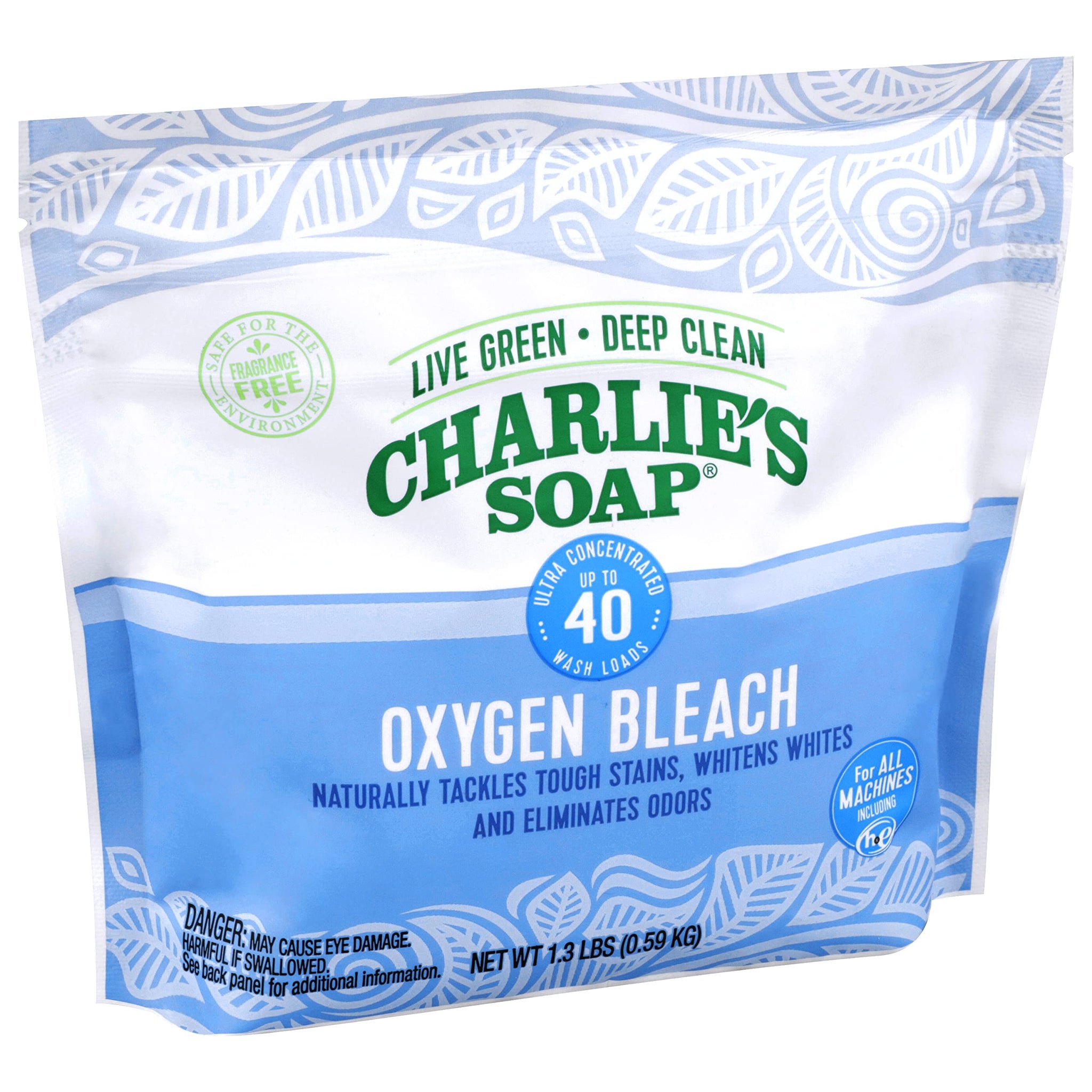 Charlie's Soap Oxygen Powered Bleach Powder, Color Bleach For Clothes, Safe Bleach for White Clothes, An Unscented Fragrance Free Non Chlorine Bleach