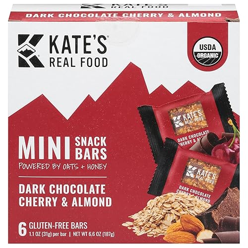 K.ate's Real Food Dark Chocolate Cherry Almond Bars 6.6OZ Pack of 8