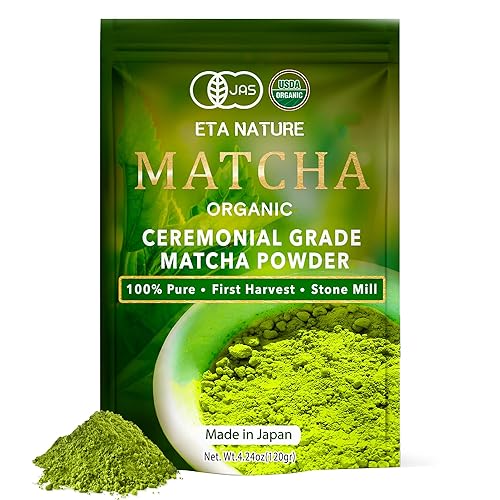 ETANATURE Premium Ceremonial Grade Matcha Powder - Matcha Green Tea Powder for Metabolism, Brain and Sleep - JAS Certified Matcha Grade from Japan