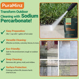 PuraMinz Sodium Percarbonate - 2 Pounds - Pure Oxygen Bleach Powder. Color Safe Stain & Grime Remover, Multi-Use Cleaner for Home & Laundry - Packed