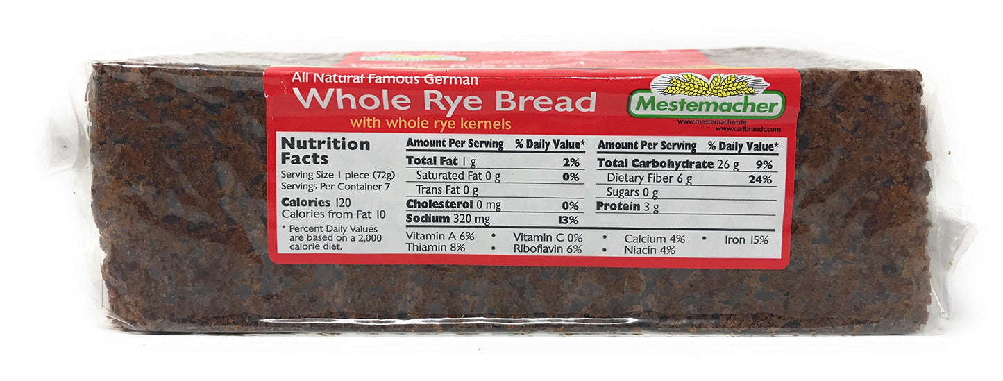 Mestemacher Natural High Fiber Bread Variety Pack - Fitness, Rye & Sunflower Seed - Whole Grain, Vegan, Non-GMO, Kosher - 17.6 oz Each (3-Pack)