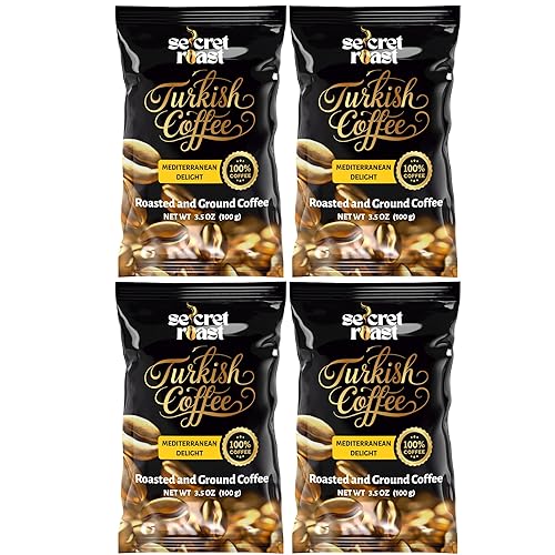 Secret Roast Ground Roasted Turkish Coffee | Mediterranian Delight | 3.5 oz | Kosher | Pack of 4