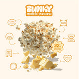 BUNKY Protein Popcorn, Aged White Cheddar | up to 20g Protein +13G Fiber Per Bag | High-Protein, Low-Calorie, Gluten-Free Snack | Non-GMO, No Seed