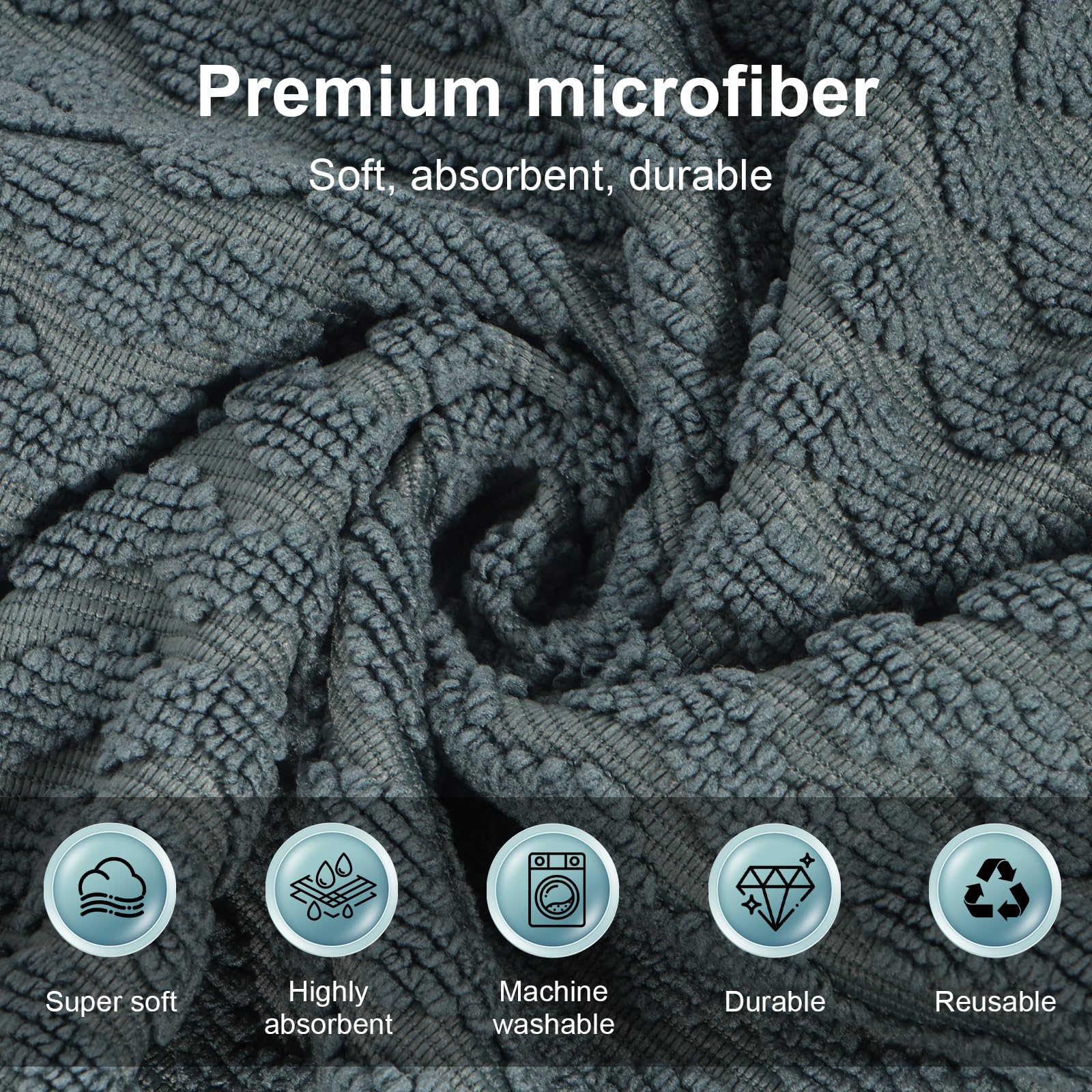 INFICRIME Microfiber Dual-Sided Cleaning Cloths, 6 Pack 12 x 12 Inch Reusable Dish & Cleaning Towels, Soft & Textured All-Purpose Cleaning Rags