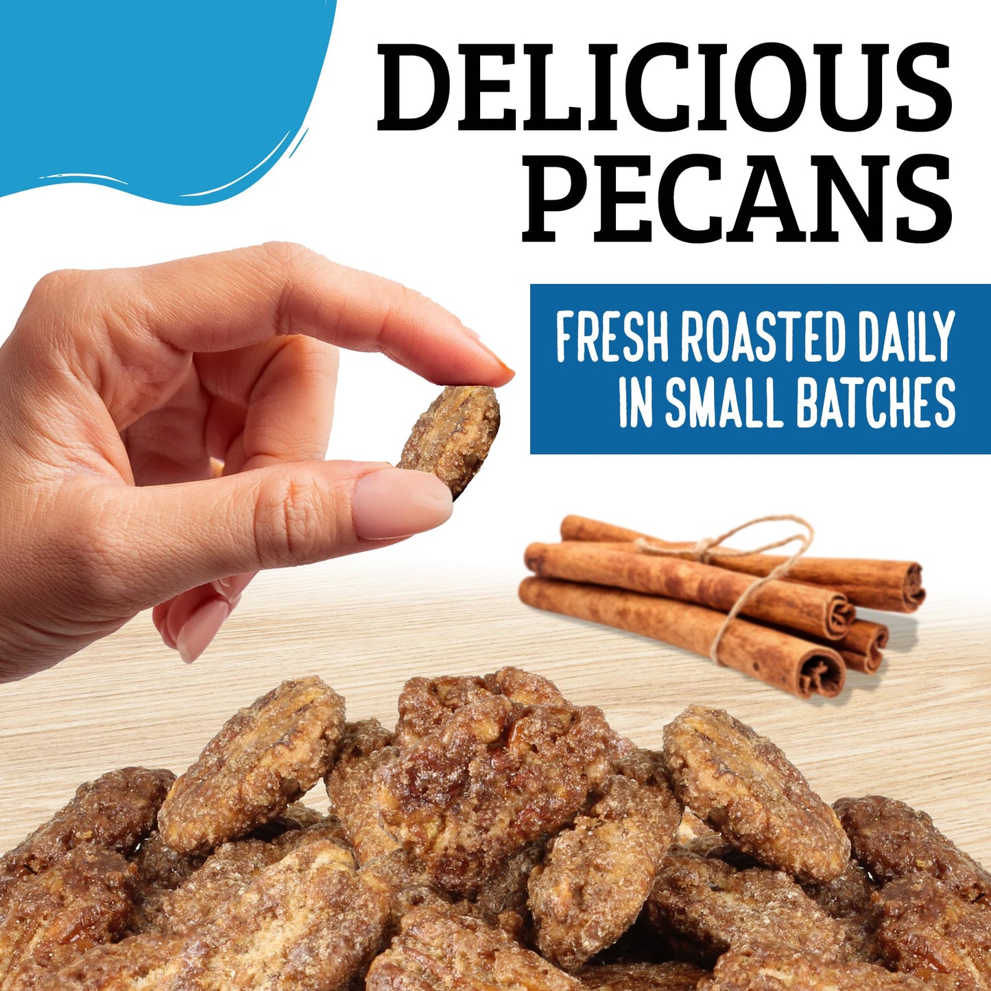 Almond Brothers Cinnamon Roasted Pecans - Pack of 3, 5 oz - Hand Crafted Candied Cinnamon Pecans, Gluten-Free, Non-GMO