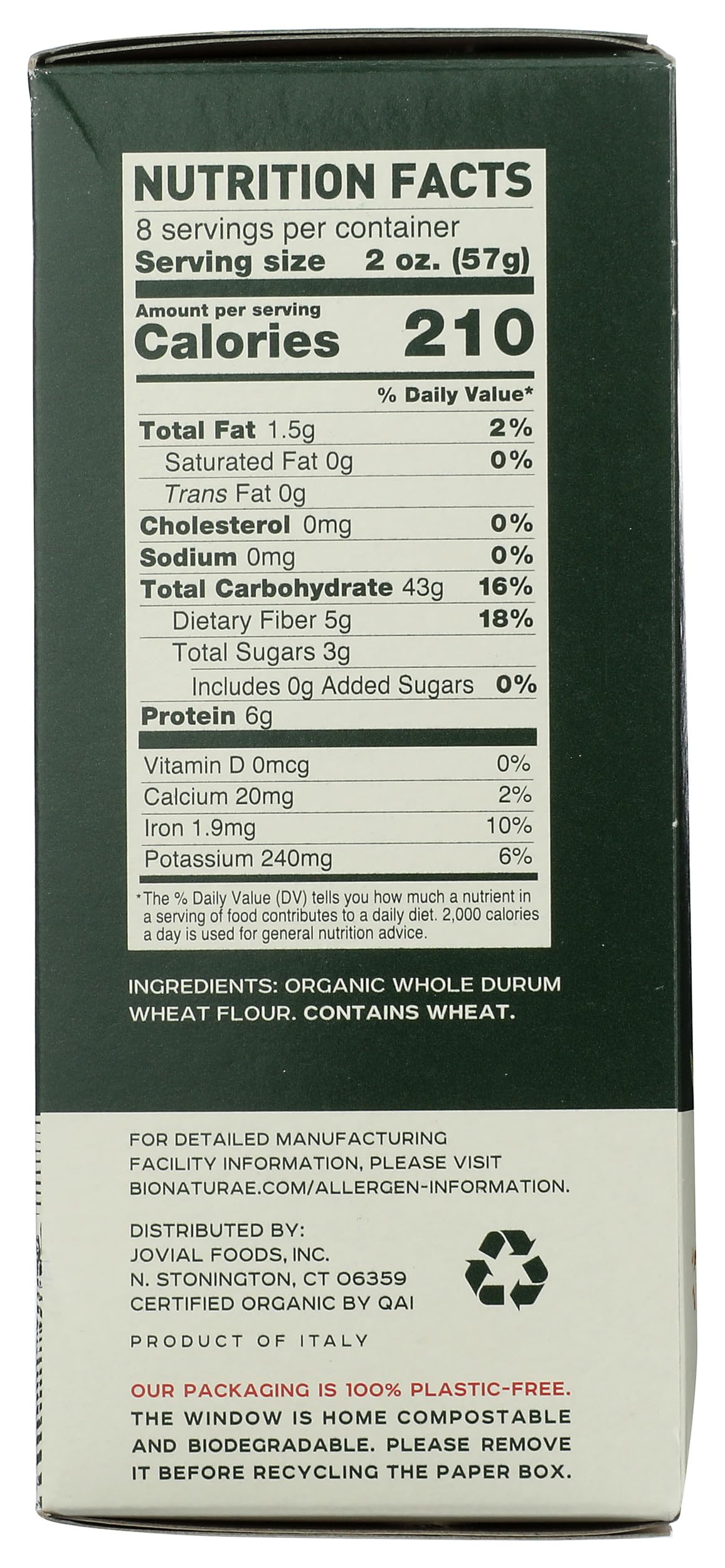 Bionaturae 05608-3pack Bionaturae Fusilli Whole Wheat Pasta - 1 Pound (Pack of 3)