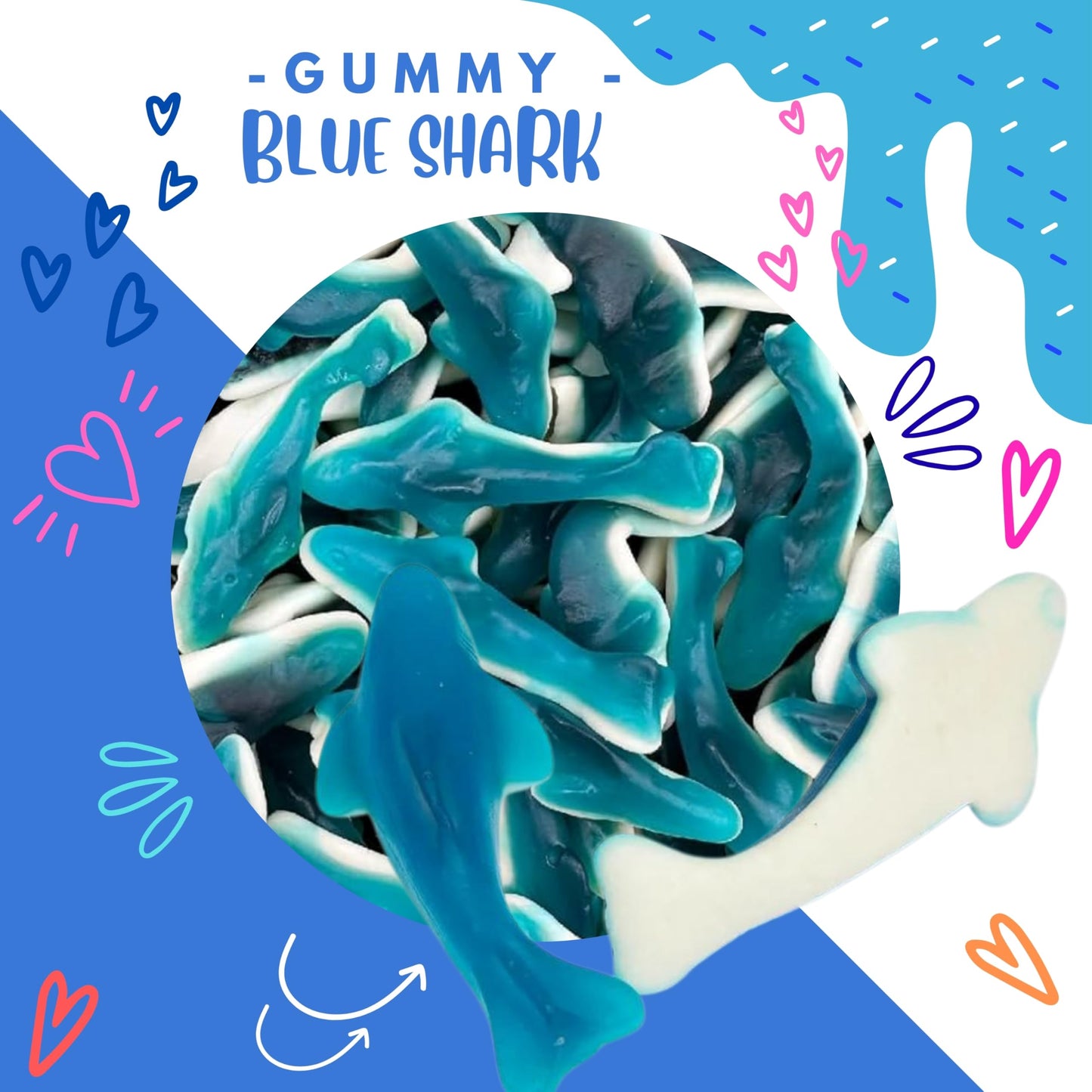 Blue Shark Gummy Candy, Halal Candy Bulk 2 Pound Bag | Sweet Shark Gummies | Kids Party Candy for Goodie Bags, Candy Buffets & Bulk Gummy Candy