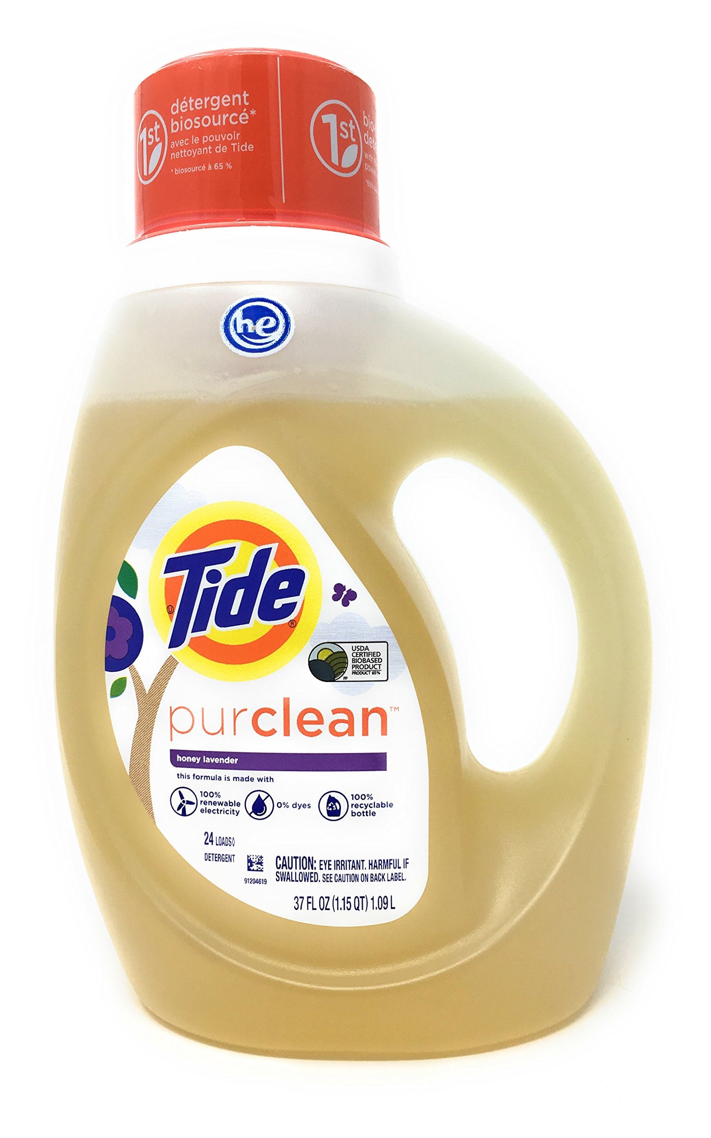Tide Purclean Honey Lavender Liquid Laundry Detergent, 37 Ounce