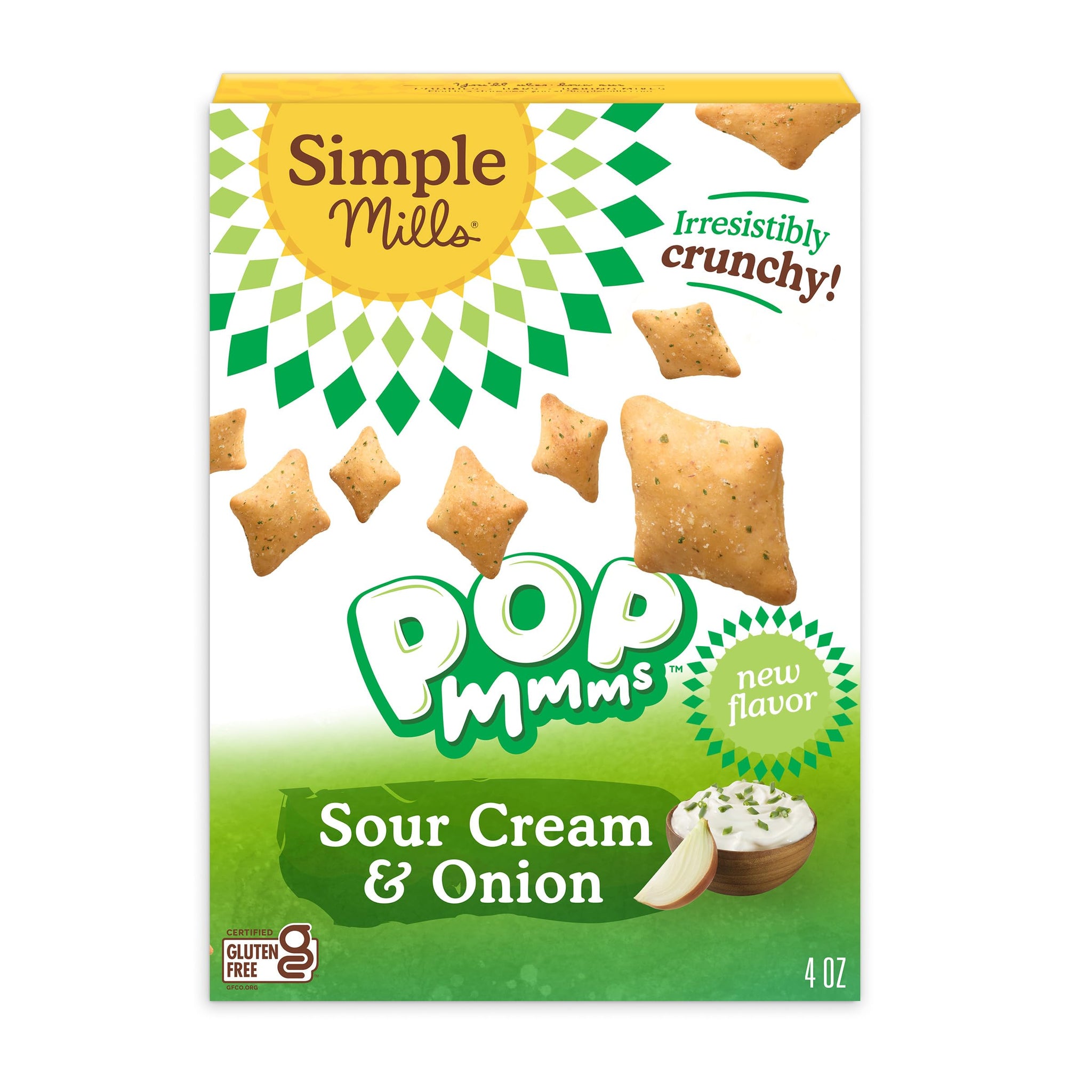 Simple Mills Pop Mmms Sour Cream and Onion Baked Snack Crackers, 1 Pack, Bite-Sized Gluten Free Crackers Made with Real Sour Cream and Wholesome