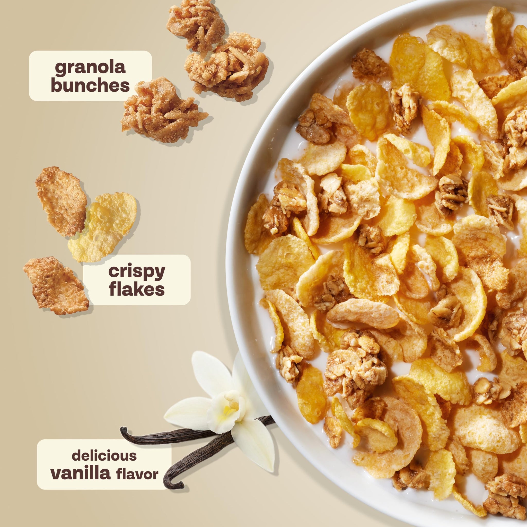 Honey Bunches of Oats Vanilla Cereal, Breakfast Cereal with Crunchy Oats and Granola Clusters, 12 oz Box