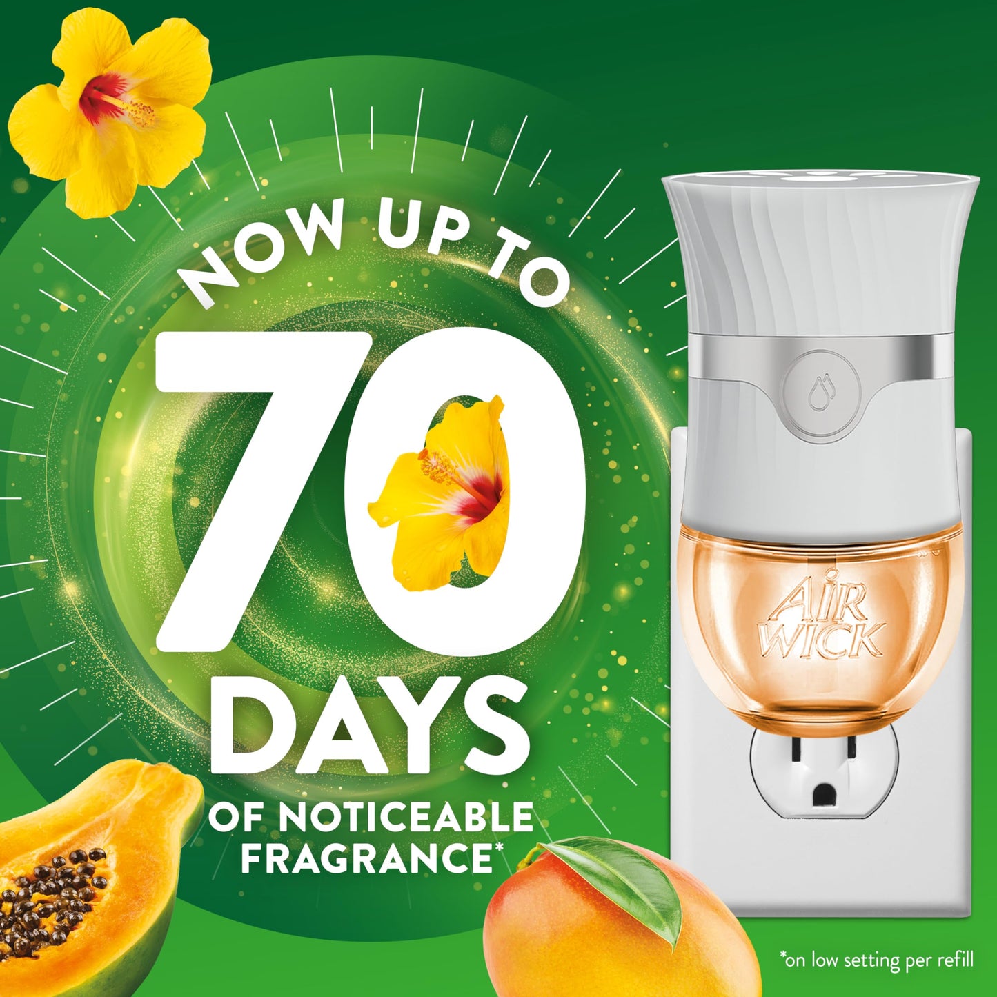 Air Wick Plug-In Scented Oil Refills, 2 Count, Hawaii Exotic Papaya and Hibiscus Flower, Air Freshener, Essential Oils